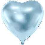 PartyDeco Metalický fóliový balónek Srdce nebesky modrý 45 cm