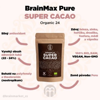 BrainMax Pure Organic 24 Super Cacao BIO kakao 1 kg