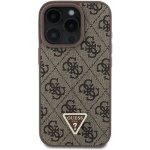 Guess PU 4G Strass Triangle Metal Logo Zadní pro iPhone 16 Pro Brown – Sleviste.cz