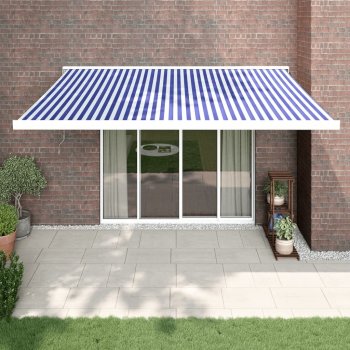 zahrada-XL Zatahovací markýza modrá a bílá 4 x 3 m textil a hliník