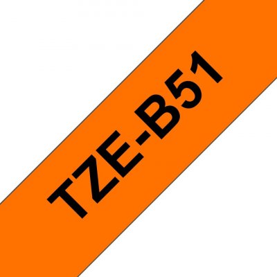 Brother TZE-B51, černý tisk/signální oranžový podklad, laminovaná, 5m, 24mm – Hledejceny.cz