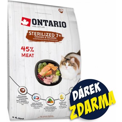 Ontario Cat Sterilised 7+ Chicken & Salmon 6,5 kg – Zboží Dáma