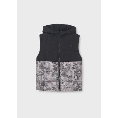 Mayoral vesta s kapucí a vzorem oboustranná Melange černá – Zboží Dáma