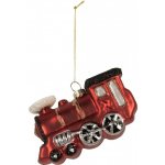 Clayre & Eef Vánoční skleněná závěsná ozdoba červená mašinka 10*4*5 cm – Hledejceny.cz