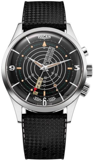 Vulcain Nautical Black Beige Patina Rubber