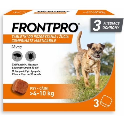 FrontPro Tablety proti blechám a klíšťatům pro psa (>4-10 kg) 3 x 28,3 mg – Sleviste.cz