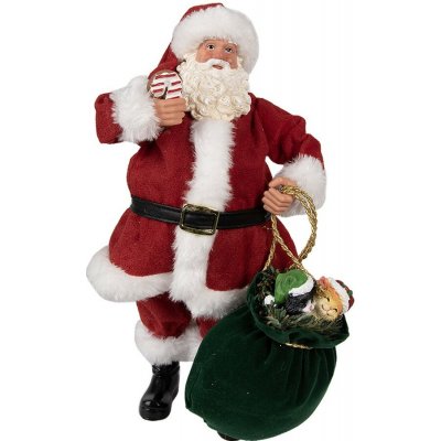 Vánoční dekorace taťka Santa Claus s pytlem dárků - 16*8*28 cm - Clayre & Eef – Hledejceny.cz