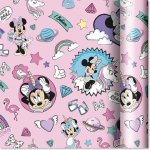 Dárkový papír - role 2 m × 70 cm - Disney Minnie s doplňky na růžové – Zboží Dáma