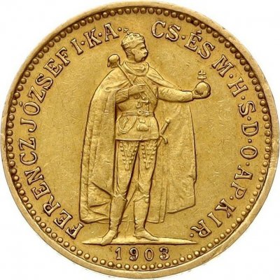 Uherská mincovna Zlatá mince Desetikoruna Františka Josefa I. Uherská ražba 1903 3,387 g – Zboží Dáma