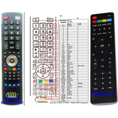 Dálkový ovladač General Orava LT-823, LT-630, LT-611, LED M91B, LED M92B, LED M92W – Zboží Mobilmania