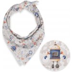 Biante dětský bavlněný šátek Sandra SA-584 Svět robotů na šedo-bílém – Zboží Dáma