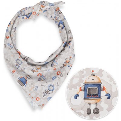 Biante dětský bavlněný šátek Sandra SA-584 Svět robotů na šedo-bílém – Zboží Dáma