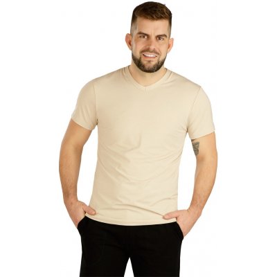 Litex pánské triko s krátkým rukávem béžová béžové – Zboží Mobilmania