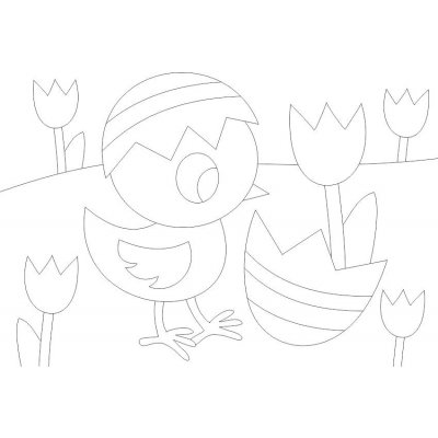 Radost v písku Šablona na pískování kuřátko s tulipány A5 148 x 210 mm – Sleviste.cz