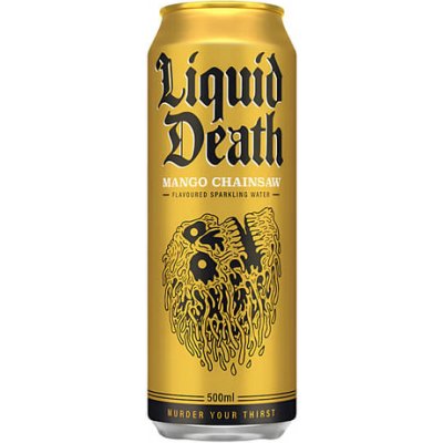 Liquid Death perlivá voda Mango chainsaw 0,5 l – Zboží Mobilmania