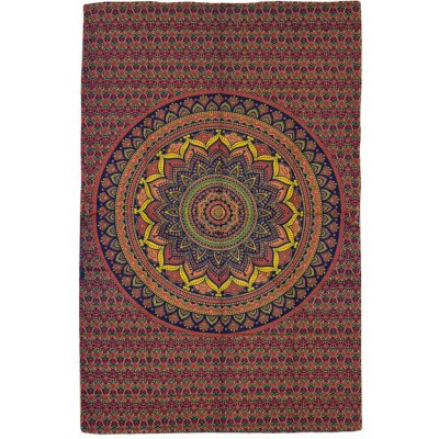Sanu Babu přehoz na postel květinová mandala modro-červený 130 x 210 cm – Zboží Dáma
