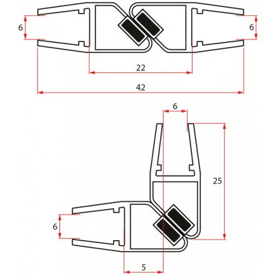 Gelco ETERNO-LEGRO náhradní set magnetických těsnění pro otočné dveře, 1900mm NDGEL04 – Zboží Mobilmania