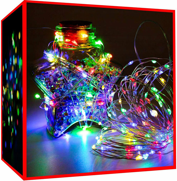 MAXY Hurt Vánoční dekorativní vniřní osvětlení- drát se 100 mikro LED délka 10m vícebarevné LED napájení 3xAA baterie BR7465
