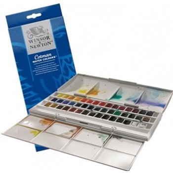 Winsor & Newton Cotman Water Colours umělecké akvarelové barvy 45 barev v půlpánvičkách