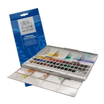 Winsor & Newton Cotman Water Colours umělecké akvarelové barvy 45 barev v půlpánvičkách – Zboží Mobilmania