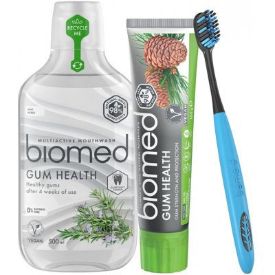 BIOMED Gum Health péče o citlivé dásně Ústní voda 500 ml + Zubní pasta 100 g + Zubní kartáček – Sleviste.cz