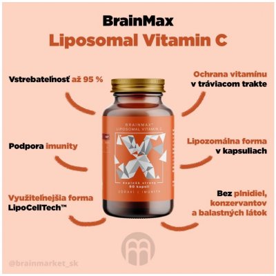 BrainMax Lipozomální Vitamín C 500 mg 60 rostlinných kapslí – Zboží Dáma