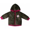 Kojenecký kabátek, bunda a vesta Přechodová prošívaná bunda s kapucí olivová/růžová
