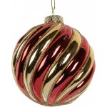 Clayre & Eef Červeno-zlatá skleněná vánoční ozdoba koule s vroubky - Ø 8*8 cm – Hledejceny.cz