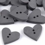 Knoflík dřevěný srdce Šedý 18x19mm – Zboží Mobilmania