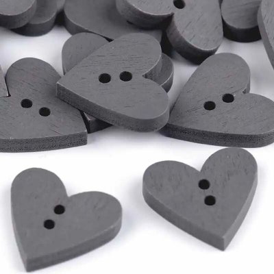 Knoflík dřevěný srdce Šedý 18x19mm – Zboží Mobilmania