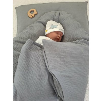 Pro útulný domov Péřová zavinovačka mušelínová Šedá Sada 4v1 – Zboží Mobilmania