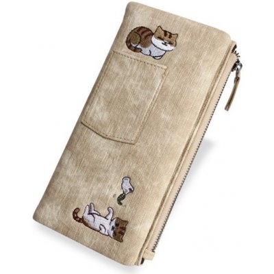 Tauren peněženka dámská velká s kočičkami béžová – Zboží Mobilmania