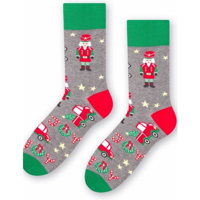 Steven Vánoční ponožky Merry Christmas 136 MEN šedá – Zboží Mobilmania