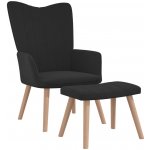 VidaXL 327672 relaxační se stoličkou černé samet – Zboží Dáma VidaXL 327672 relaxační se stoličkou černé samet – Zboží Dáma