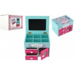 Teddies Skříňka šperkovnice Princess 3 zásuvky odklápěcí vrch se zrcátkem dřevo 16x12,5x12cm v krabici – Zboží Dáma