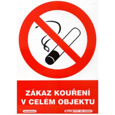 Zákaz kouření v celém objektu 210x297 mm - plast – Sleviste.cz