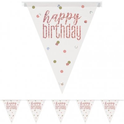 Unique Vlaječková girlanda rosegold Happy Birthday 274cm – Zboží Dáma