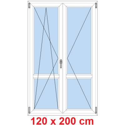 Soft Dvoukřídlé balkonové dveře s příčkou otevíravé a sklopné Antracit struktura/bílá 120 x 200 cm – Hledejceny.cz