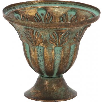 Váza francouzská AGED METAL, kov, zlatá/tyrkys patina, pr.13x12cm|Esschert Design – Hledejceny.cz