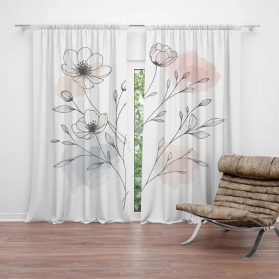 Sablio Závěs Květinová linie: 2ks 140x250cm – Hledejceny.cz