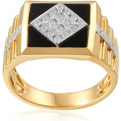 iZlato Forever Pánský briliantový prsten s černým achátem IZBR1067 – Zboží Mobilmania