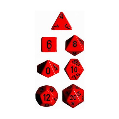 Chessex Sada kostek Chessex Opaque Polyhedral 7 Die Set Red with Black