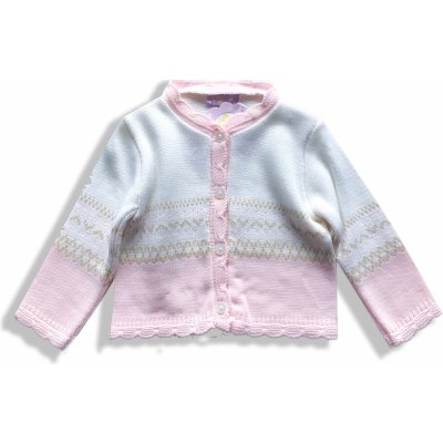 Dizzy Daisy kojenecký svetr pro miminka růžovo bílý