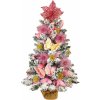 Vánoční stromek LAALU Ozdobený umělý vánoční stromeček CUKRÁTKO 60 cm s LED OSVĚTELNÍM V KVĚTINÁČI
