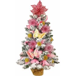 LAALU Ozdobený umělý vánoční stromeček CUKRÁTKO 60 cm s LED OSVĚTELNÍM V KVĚTINÁČI