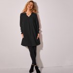 Blancheporte jednobarevná tunika s krajkou na ramenou a dlouhými rukávy černá – Zboží Dáma