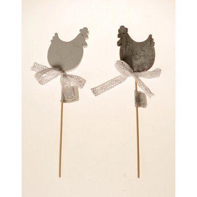 Zápich slepice 10 x 7 cm dřevěná s mašlí, výška 20 cm 380136 2M – Hledejceny.cz