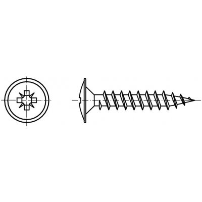 PROFISTYL Univerzální vrut s čočkovou hlavou s límcem, křížovou drážkou POZIDRIVE zinek bílý Varianta: Vrut čočková hl. s límcem ZnB 3,0x012 – Zboží Mobilmania