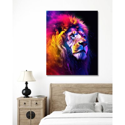 ZUTY Obrazy na stěnu - Lev v barvách Rozměr: 40x50 cm, Rámování: vypnuté plátno na rám