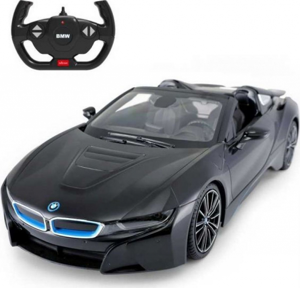 RASTAR BMW i8 Roadster černýmodel Auto na dálkové ovládání + 2,4 GHz dálkové ovládání 1:12